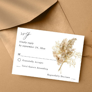 Pampas Grass & Gold Boho no Meal UAWG RSVP Karte