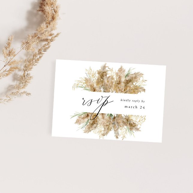 Pampas Grass & Gold Boho w Meal UAWG RSVP Karte (Von Creator hochgeladen)