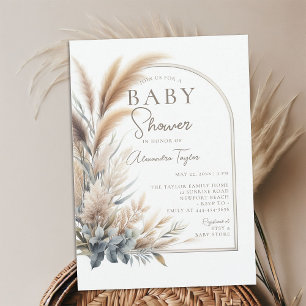 Pampas Grass Greenery Boho Neutral Baby Shower Einladung
