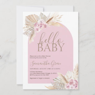 Pampas Grass Hello Baby Dusche Einladung