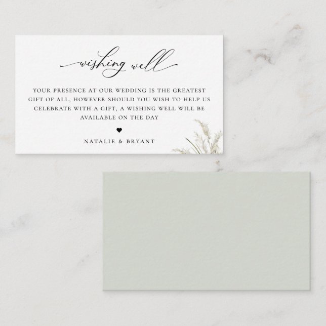 Pampas Grass Hochzeit am Strand wünschend gut Begleitkarte (Vorne/Hinten)