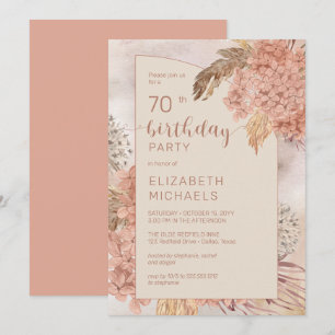 Pampas Grass Hydrangeas Blooms 70. Geburtstagspart Einladung