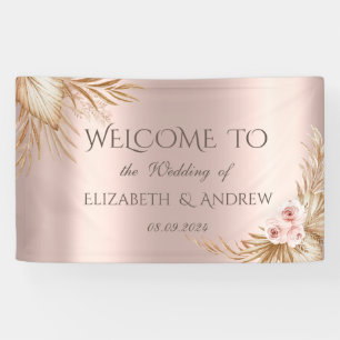 Pampas Grass Luxury Rose Gold Wedding Banner