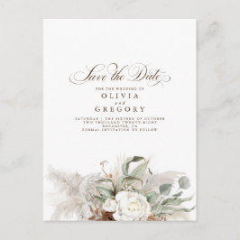 Pampas Grass Natural Floral Boho Save the Date Ankündigungspostkarte