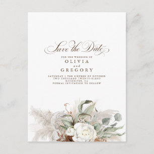 Pampas Grass Natural Floral Boho Save the Date Ankündigungspostkarte