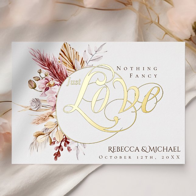 Pampas Grass Nichts Extravagant nur Liebe Boho Wed Folieneinladung (Von Creator hochgeladen)