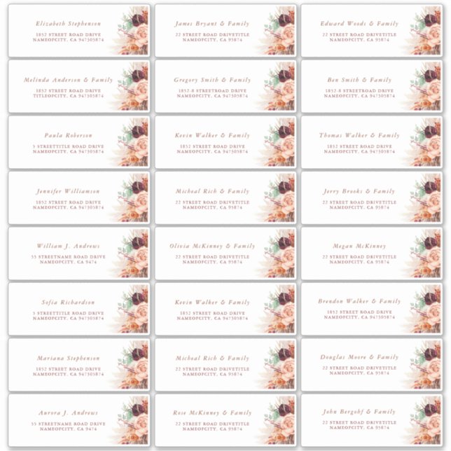 Pampas Grass Orange - individuelles Gästebuch Aufkleber (Vorderseite)