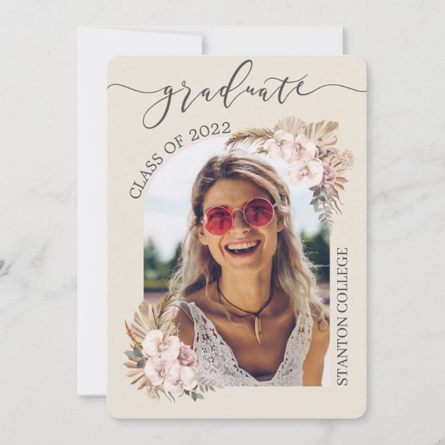 Pampas Grass Orchid Abschluss Einladung (Vorderseite)