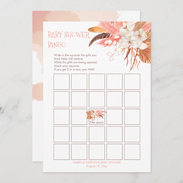 Pampas Grass Orchid Blooms Baby Showkarte Einladung (Vorne/Hinten)