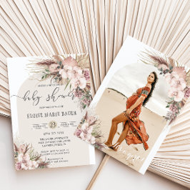 Pampas Grass Orchid Blumenarm Baby Dusche Foto Einladung