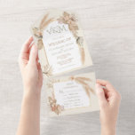 Pampas Grass & Palm Blätter mit Orchids Wedding Al All In One Einladung<br><div class="desc">Elegante Terracotta,  Creme und Khaki Dried Palm Blätter,  Pampas Grass und Blumenorchideen alle in einer Hochzeitseinladung,  die die Hochzeitsinfo und die UAWG postcard,  die Ihre Gäste abreißen und senden. Umschläge werden nicht benötigt. Ideal für eine Hochzeit mit Boho,  Tropen,  Dschungel,  Wüste oder neutralen Farben!</div>