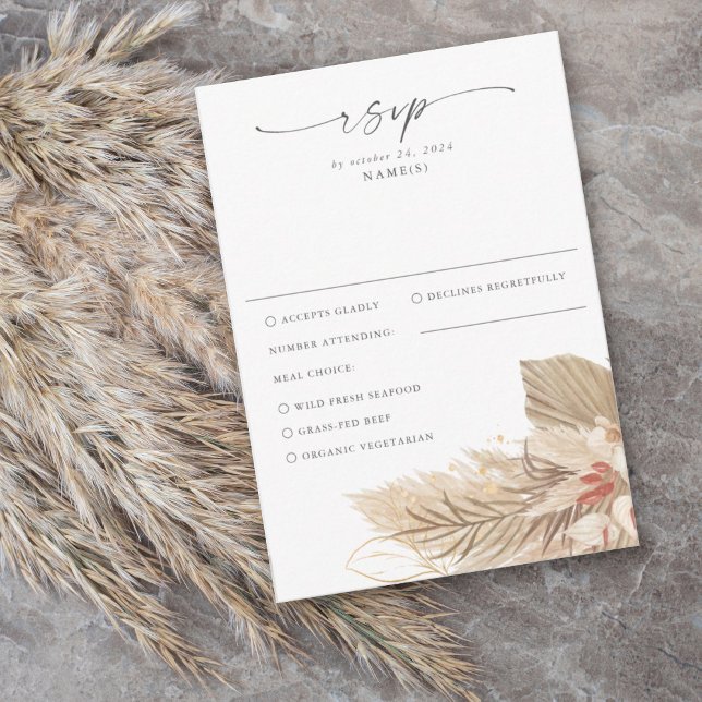 Pampas Grass Palm Wasserfarbe RSVP Karte (Von Creator hochgeladen)