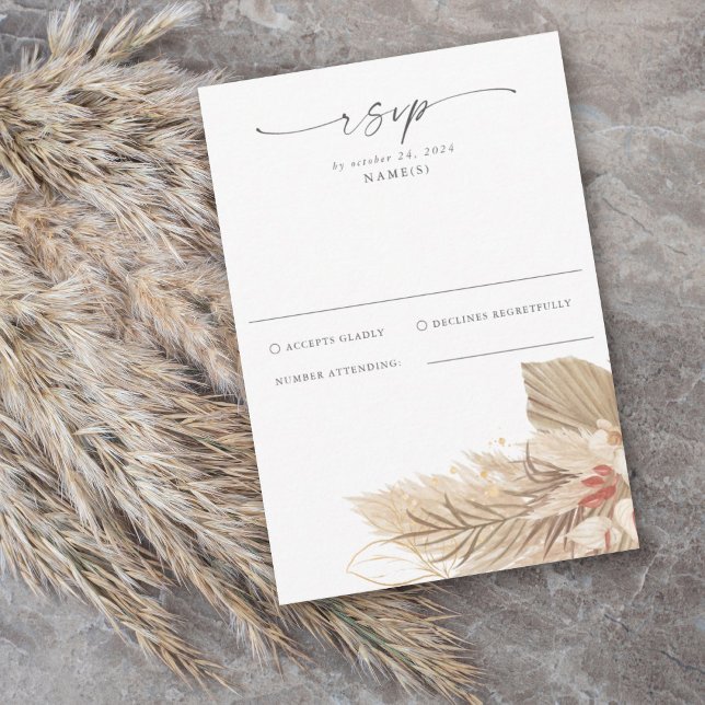 Pampas Grass Palm Wasserfarbe RSVP Karte (Von Creator hochgeladen)