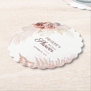 Pampas Grass Palms Terracotta Script Brautparty Untersetzer