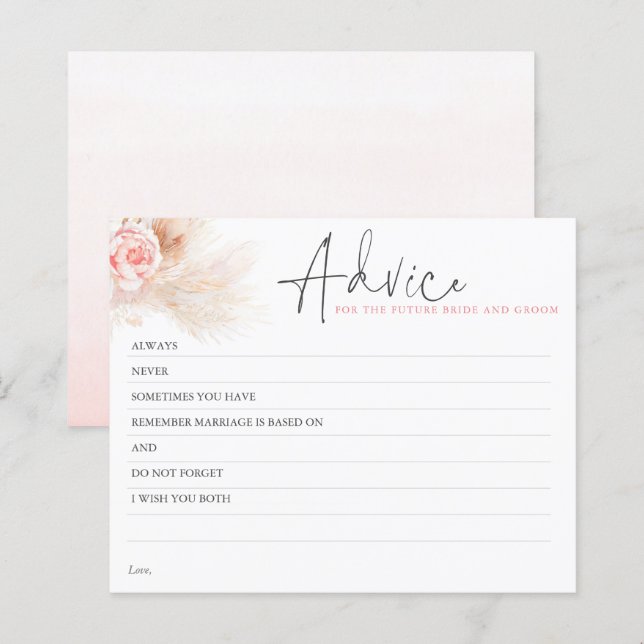 Pampas Grass Pink Advice Card (Vorne/Hinten)