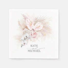 Pampas Grass Pink Anthuriums Elegant Tropical Serviette