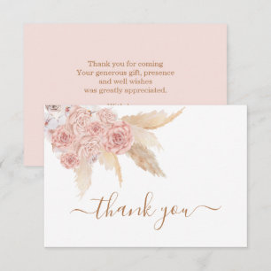 Pampas Grass Pink boho vielen Dank Anmerkung Karte