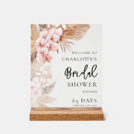 Pampas Grass Pink Brautparty Willkommen Acrylschild