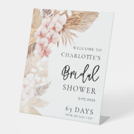 Pampas Grass Pink Brautparty Willkommen Sockelschild