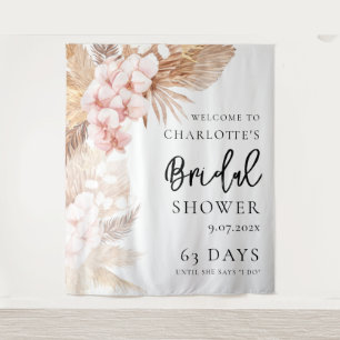 Pampas Grass Pink Brautparty Willkommen Wandteppich