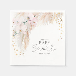 Pampas Grass Pink Floral Baby Sprinkle Serviette