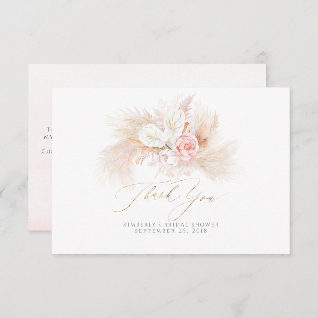 Pampas Grass Pink Floral Klein Danke (Vorne/Hinten)