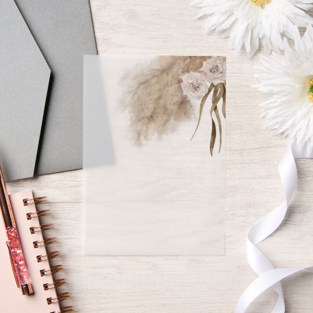 Pampas Grass Pink Floral Wasserfarbe (Hochzeit)