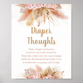 Pampas Grass Pink Gold Floral Baby Diaper Gedanken Poster