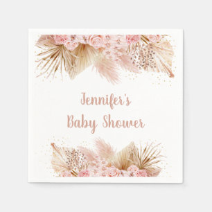 Pampas Grass Pink Gold Floral Baby Dusche Serviette