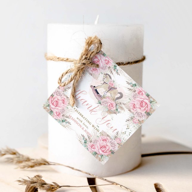 Pampas Grass Pink Rocking Horse Kinderdusche Geschenkanhänger (Von Creator hochgeladen)