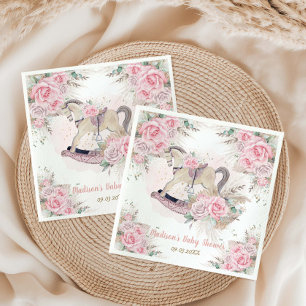 Pampas Grass Pink Rocking Horse Kinderdusche Serviette