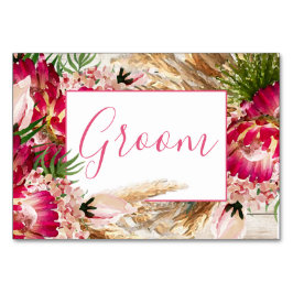 Pampas Grass Protea Floral Moderne Groom Hochzeit Tischnummer