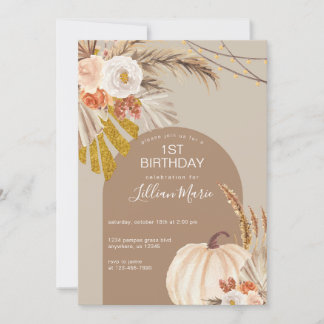 Pampas Grass Pumpkin Einladung zum Geburtstag