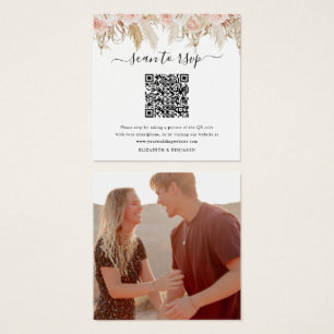 Pampas Grass QR Code Foto Wedding RSVP Card