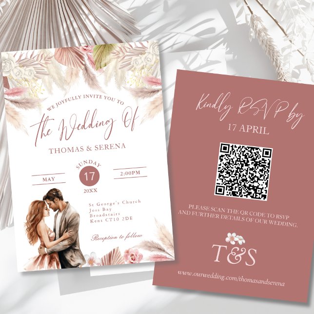 Pampas Grass QR Code UAWG Wedding Boho Einladung (Von Creator hochgeladen)