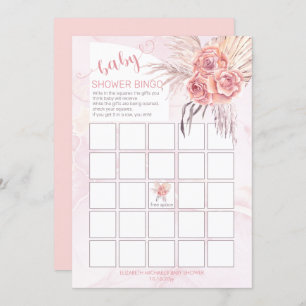 Pampas Grass Rose Blooms Baby Showcard Bingo Car Einladung