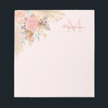 Pampas Grass Rose Gold Florals Name Monogram Notizblock<br><div class="desc">Dieses stilvolle Notizblock ist mit Pampasgras,  Eukalyptus,  Blume und getrockneten Blätter in Rosa dekoriert. Einfach anpassbar. Weil wir unsere Kunstwerke erstellen,  werden Sie dieses exakte Bild von anderen Designern nicht finden. Original Wasserfarbe © Michele Davies.</div>