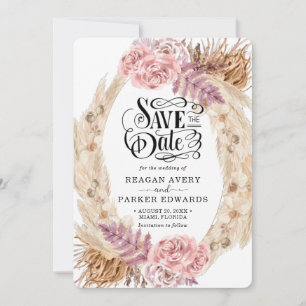 Pampas Grass Rose Lila Hochzeit Save The Date