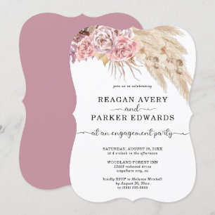 Pampas Grass Rose und Lila Verlobung Einladung