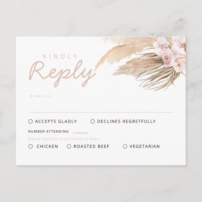 Pampas Grass RSVP Cards Postkarte (Vorderseite)