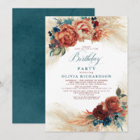 Pampas Grass Rust Terracotta Fall Birthday Party
