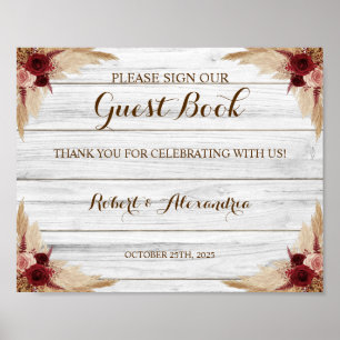 Pampas Grass Sign unser Gästebuch Hochzeit