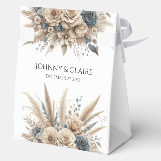 Pampas Grass Simple & Elegant Moder Wedding ScrIpt Geschenkschachtel (Rückseite)