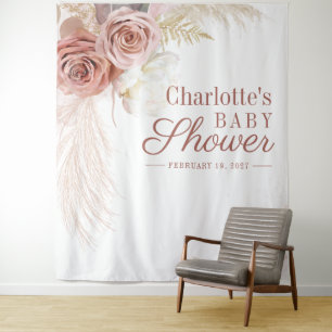 Pampas Grass Tan Baby Shower Foto Stand Hintergrun Wandteppich