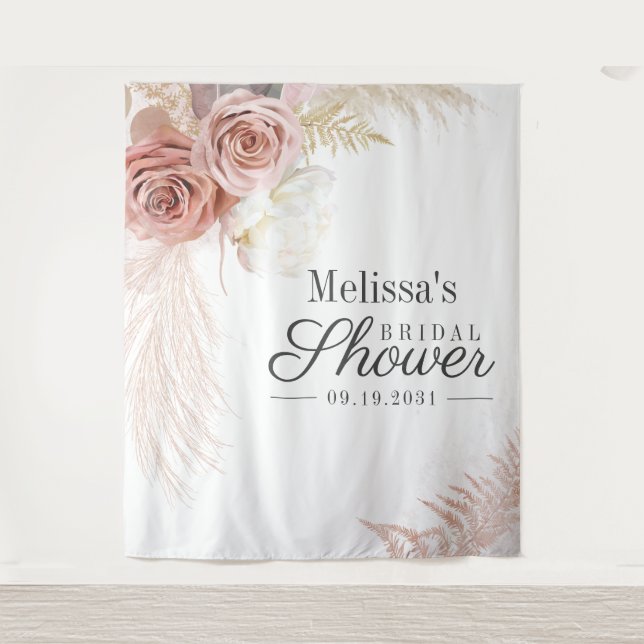 Pampas Grass Tan Brautparty Hintergrund Wandteppich (Vorderseite)