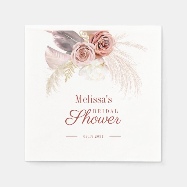 Pampas Grass Tan Brautparty Paper Serviette (Vorderseite)
