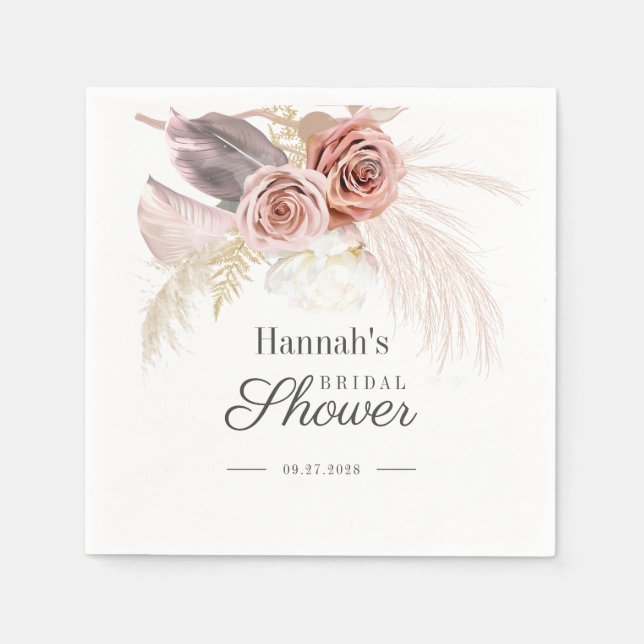 Pampas Grass Tan Desert Brautparty Paper Serviette (Vorderseite)