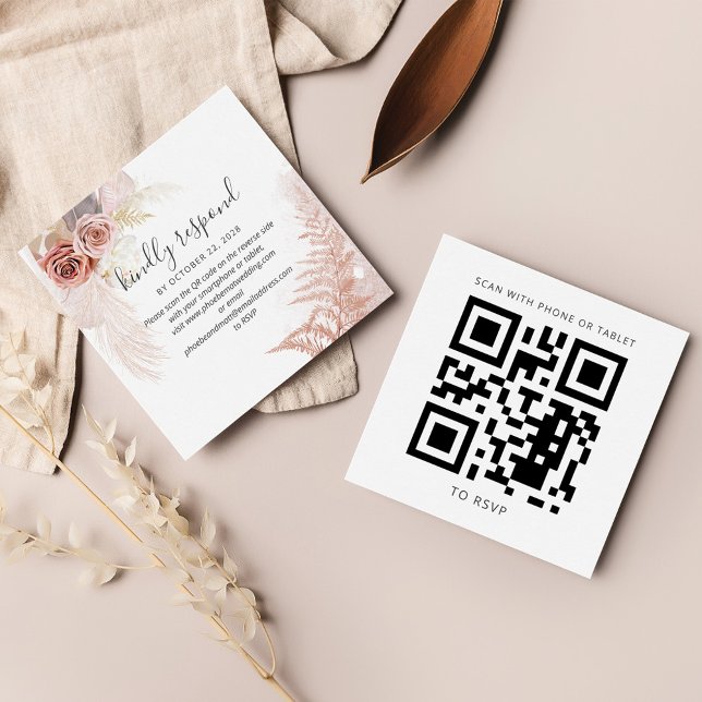 Pampas Grass Tan QR Code Wedding Website UAWG (Von Creator hochgeladen)