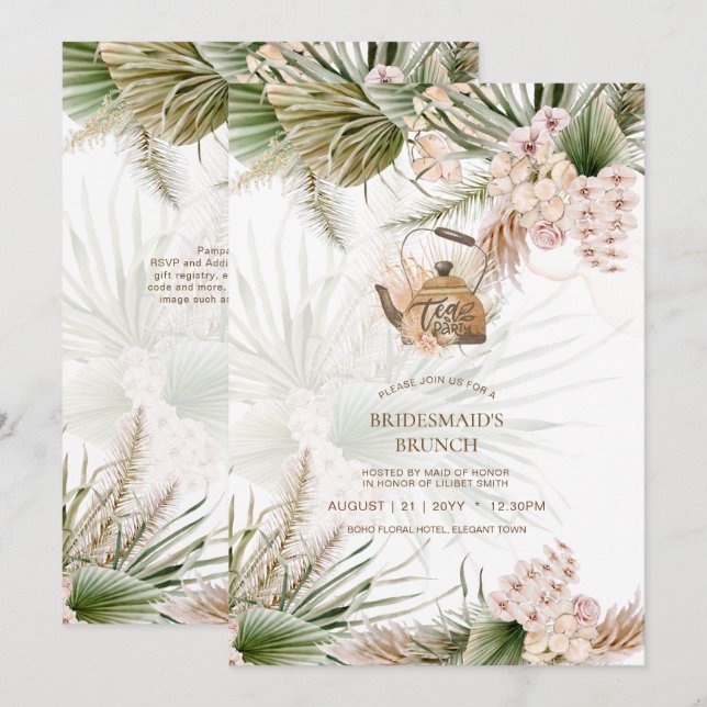 Pampas Grass TEA PARTY Brautparty Mittagessen (Vorne/Hinten)