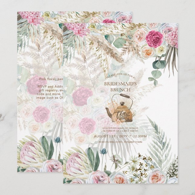 Pampas Grass TEA PARTY Brautparty Mittagessen (Vorne/Hinten)